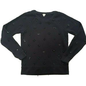 szXL J.CREW BLACK JEWELED L/S SWEATSHIRT